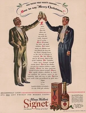 ORIG VINTAGE MAGAZINE AD/ 1940 HIRAM WALKER'S SIGNET WHISKEY ADillustrator- Leslie  Saalburg