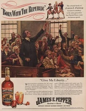 ORIG VINTAGE MAGAZINE AD/ 1940 JAMES E. PEPPER WHISKEY ADillustrator- Norman  Price
