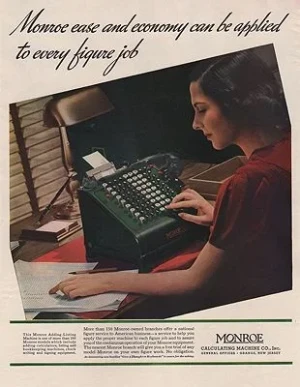 ORIG VINTAGE MAGAZINE AD/ 1940s MONROE CALCULATOR ADillustrator- N/A