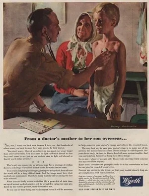 ORIG VINTAGE MAGAZINE AD/ 1940s WYETH PHARMACEUTICALS ADillustrator- Harry   Anderson