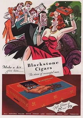 ORIG. VINTAGE MAGAZINE AD: 1941 BLACKSTONE CIGARS ADillustrator- Herbert  Roese