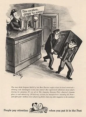 ORIG VINTAGE MAGAZINE AD/ 1941 SATURDAY EVENING POST ADillustrator- Willian  Steig