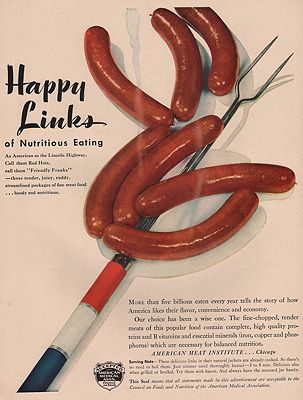 ORIG VINTAGE MAGAZINE AD/ 1942 AMERICAN MEAT INSTITUTE ADillustrator- N/A