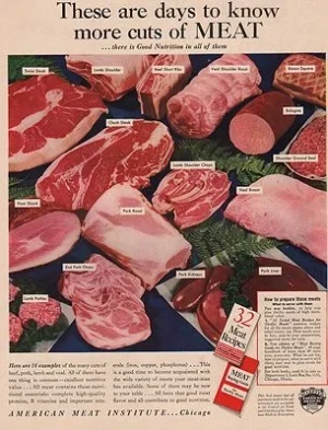 ORIG VINTAGE MAGAZINE AD/ 1942 AMERICAN MEAT INSTITUTE ADillustrator- N/A
