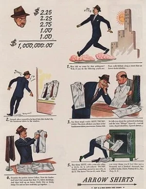 ORIG VINTAGE MAGAZINE AD/ 1942 ARROW SHIRT ADillustrator- James  Williamson