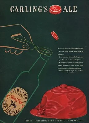 ORIG VINTAGE MAGAZINE AD/ 1942 CARLING'S RED CAP ALE ADillustrator- N/A