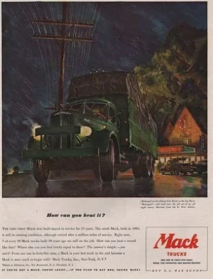 ORIG VINTAGE MAGAZINE AD/ 1942 MACK TRUCK ADillustrator- Peter  Helck