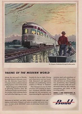 ORIG VINTAGE MAGAZINE AD/ 1943 BUDD MANUFACTURING ADillustrator- Leslie   Saalburg