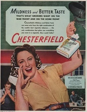 ORIG VINTAGE MAGAZINE AD/ 1943 CHESTERFIELD CIGARETTES ADillustrator- N/A