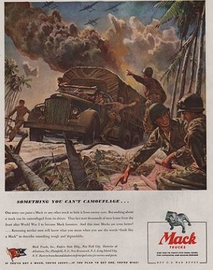 ORIG VINTAGE MAGAZINE AD/ 1944 MACK TRUCK ADillustrator- Peter  Helck