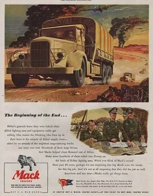 ORIG VINTAGE MAGAZINE AD/ 1944 MACK TRUCK ADillustrator- Peter  Helck