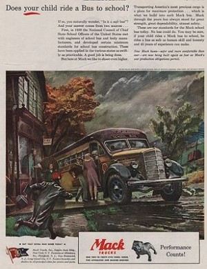 ORIG VINTAGE MAGAZINE AD/ 1945 MACK TRUCK ADillustrator- Peter  Helck