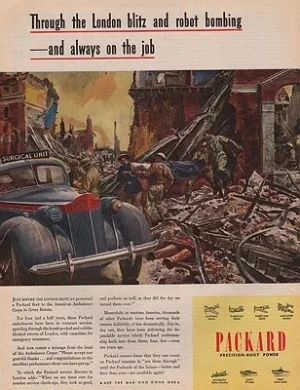ORIG VINTAGE MAGAZINE AD/ 1945 PACKARD CAR ADillustrator- Peter  Helck