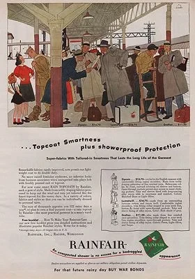 ORIG VINTAGE MAGAZINE AD/ 1945 RAINFAIR COAT ADillustrator- Harry  Beckhoff