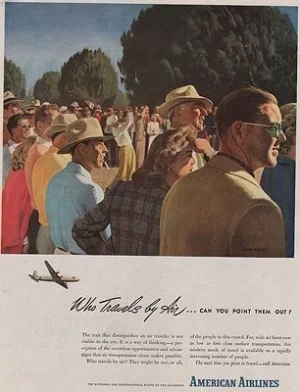 ORIG VINTAGE MAGAZINE AD/ 1946 AMERICAN AIRLINES ADillustrator- John  Falter