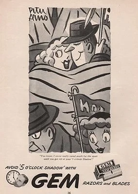 ORIG VINTAGE MAGAZINE AD/ 1946 GEM RAZOR BLADE ADillustrator- Peter  Arno