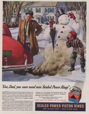 ORIG VINTAGE MAGAZINE AD/ 1946 SEALED POWER PISTON RINGS ADillustrator- Harry   Anderson