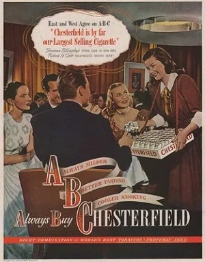 ORIG VINTAGE MAGAZINE AD/ 1947 CHESTERFIELDS CIGARETTE ADillustrator- N/A