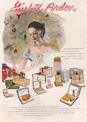 ORIG VINTAGE MAGAZINE AD/ 1947 ELIZABETH ARDEN COSMETICS ADillustrator- Rene  Bouche