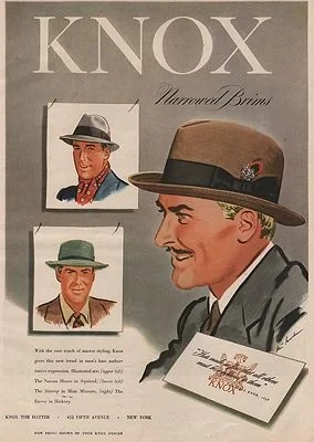 ORIG VINTAGE MAGAZINE AD /1947 KNOX HAT ADGoodman (Illust.), Robert, Illust. by: Robert  Goodman