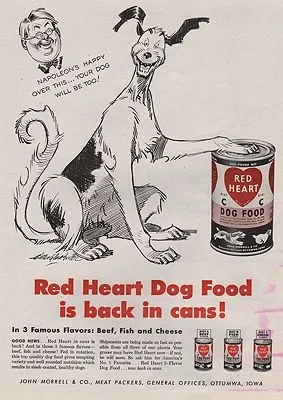 ORIG VINTAGE MAGAZINE AD/ 1947 RED HEART DOG FOOD ADillustrator- Clifford  McBride