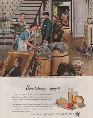 ORIG VINTAGE MAGAZINE AD/ 1947 U.S. BEER BREWERS ADillustrator- Stevan  Dohanos