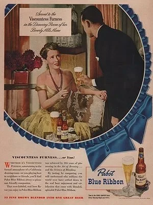 ORIG VINTAGE MAGAZINE AD/ 1948 PABST BLUE RIBBON BEERillustrator- N/A