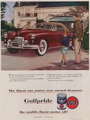 ORIG VINTAGE MAGAZINE AD/ 1949 GULFPRIDE OIL ADillustrator- James  Williamson