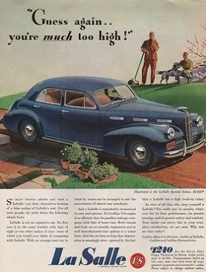 ORIG VINTAGE MAGAZINE AD/ 1949 LA SALLE CAR AD illustrator- N/A