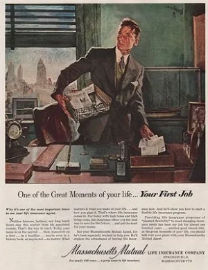 ORIG VINTAGE MAGAZINE AD/ 1951 MASSACHUSETTS MUTUAL LIFE INSURANCE CO. ADillustrator- C.C.  Beall