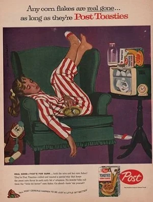 ORIG VINTAGE MAGAZINE AD/ 1958 POST TOASTIES CEREAL ADillustrator- Dick  Sargent