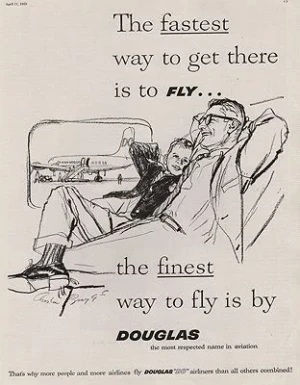 ORIG VINTAGE MAGAZINE AD/ 1959 DOUGLAS AIRCRAFT CO. ADillustrator- Austin  Briggs