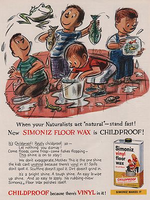 ORIG VINTAGE MAGAZINE AD/ 1959 SIMONIZ FLOOR WAX ADillustrator- Whitney  Darrow, Jr.