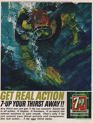 ORIG VINTAGE MAGAZINE AD/ 1964 7-UP ADillustrator- Bob  Peak