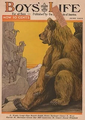 ORIG VINTAGE MAGAZINE COVER/ BOYS LIFE - JUNE 1933Bull (Illust.), Charles Livingston, Illust. by: Charles Livingston   Bull