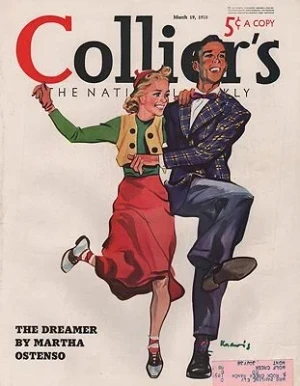 ORIG VINTAGE MAGAZINE COVER/ COLLIERS - MARCH 19 1938Kravis (Illust.), Ludlow, Illust. by: Ludlow  Kravis
