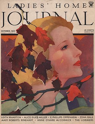 ORIG VINTAGE MAGAZINE COVER/ LADIES HOME JOURNAL - OCTOBER 1933Brubaker (Illust.)