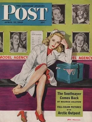 ORIG VINTAGE MAGAZINE COVER/ SATURDAY EVENING POST - APRIL 17 1943Moore (Illust.), Al, Illust. by: Al  Moore