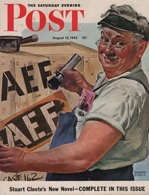 ORIG VINTAGE MAGAZINE COVER/ SATURDAY EVENING POST - AUGUST 15 1942Scott (Illust.), Howard, Illust. by: Howard  Scott