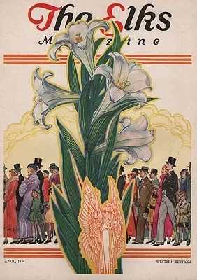 ORIG VINTAGE MAGAZINE COVER/ THE ELKS MAGAZINE - APRIL 1934Booth (Illust.), Franklin, Illust. by: Franklin  Booth