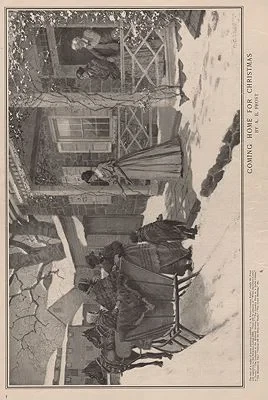 ORIG VINTAGE MAGAZINE ILLUSTRATION - COMING HOME FOR CHRISTMAS - LADIES HOME JOURNAL - DECEMBER 1899Frost (Illust.), A. B., Illust. by: A.B.  Frost
