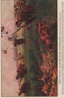 ORIG VINTAGE MAGAZINE ILLUSTRATION/ HOW TWENTY MARINES TOOK BOURESCHESSchoonover (Illust.), Frank, Illust. by: Frank  Schoonover