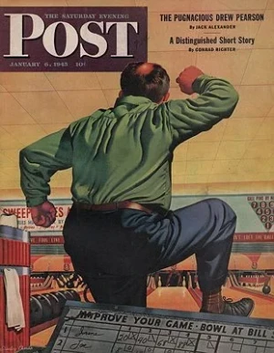 ORIG. VINTAGE MAGAZINE COVER/ SATURDAY EVENING POST - JANUARY 6 1945Ekman (Illust.), Stanley, Illust. by: Stanley  Ekman