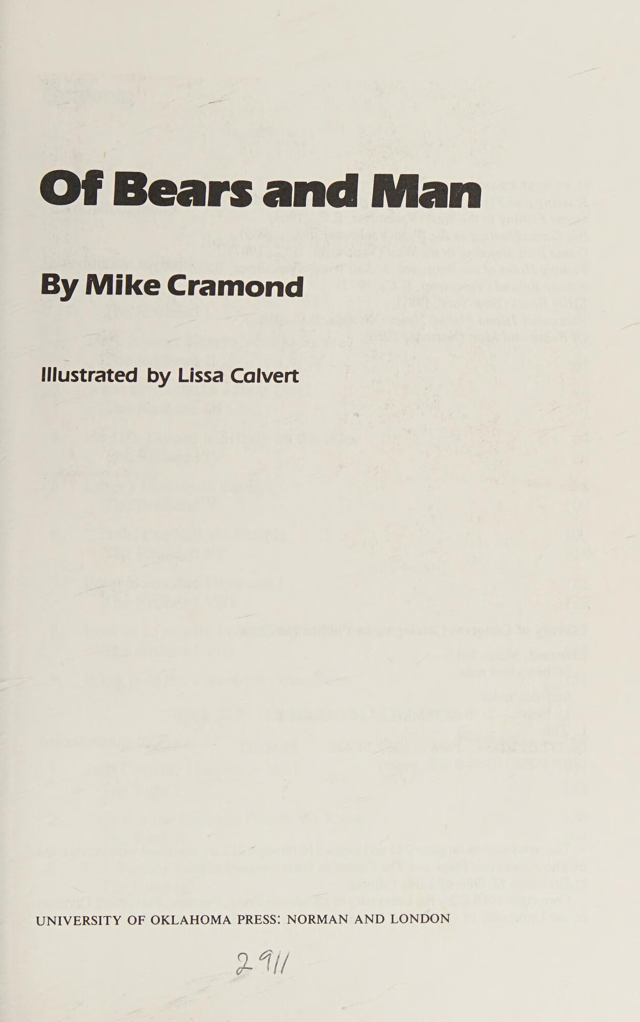 Of Bears and Man by: Cramond, Mike
